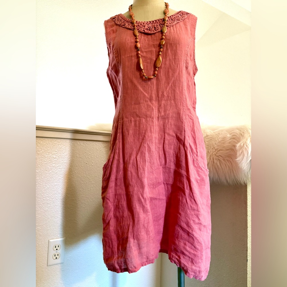 Like NEW!! M Pink Lungo L’Arno Italian Linen Pocket Dress
